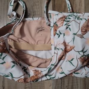 Large V'd crop tiger swim top